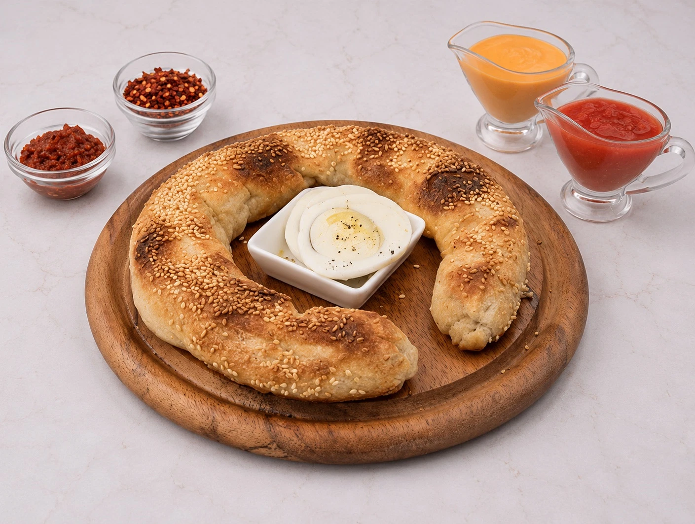 זיווה, מוגש עם רסק עגבניות חריף וביצה קשה.
תוספות בתשלום: עגבנייה, זיתים ירוקים, זיתים שחורים, תירס, בצל, פטריות טריות, פטריות שימורים, טונה, אנשובי, אננס, חציל, בטטה, גמבה, פלפל חריף, בולגרית, ביצה.
