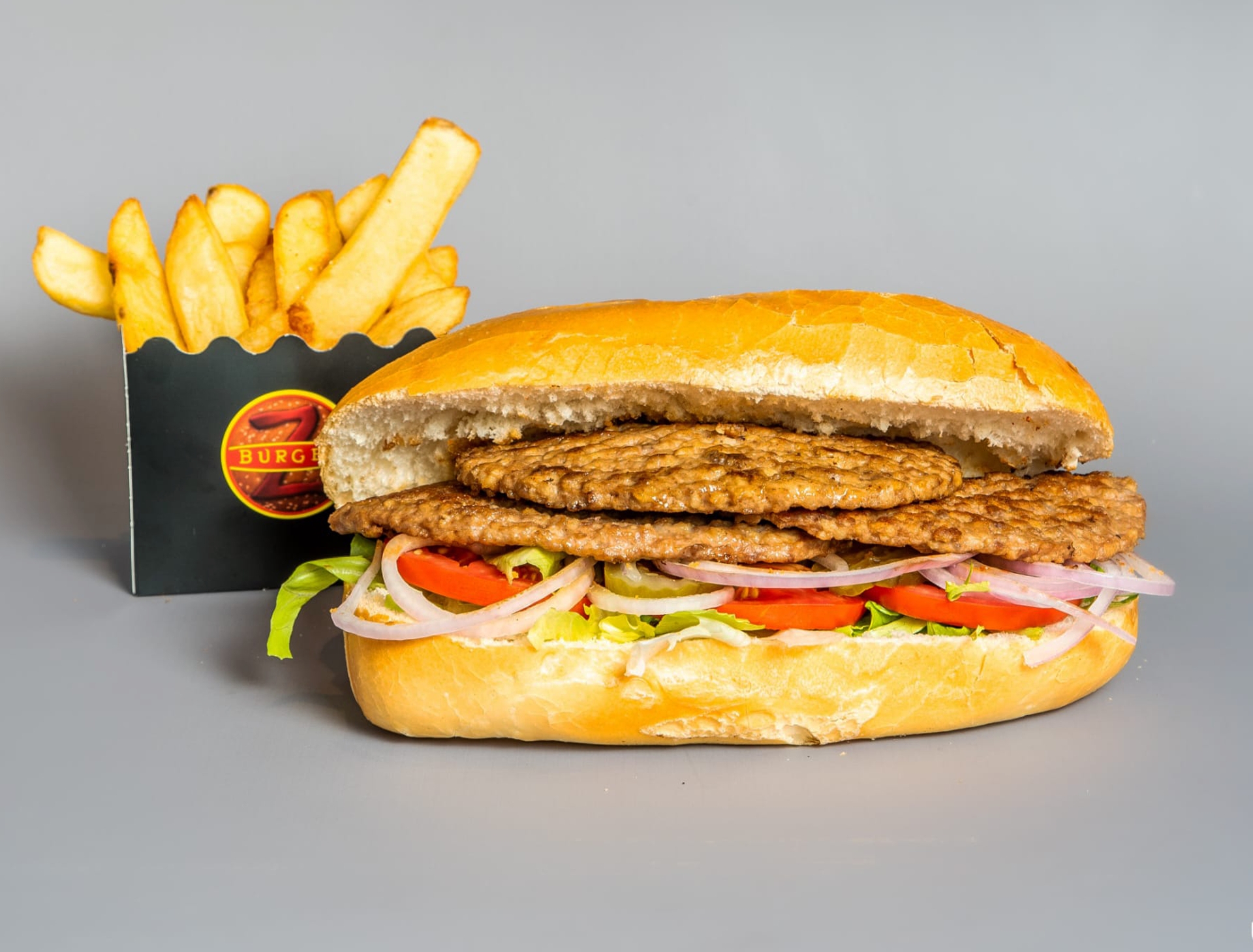 המבורגר כפול בג'בטה + צ'יפס זד בורגר חולון