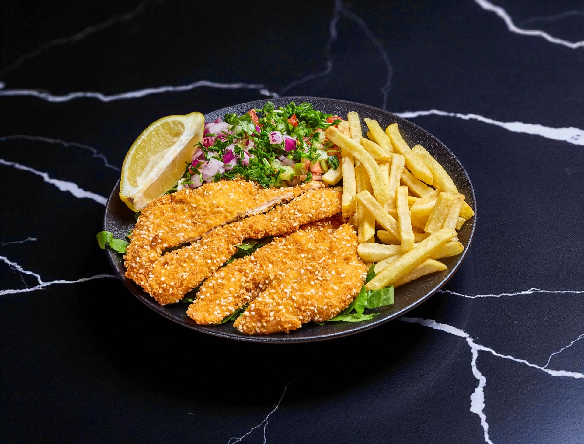 עסקית בשרית בצלחת באגט דולפין 2000 אילת