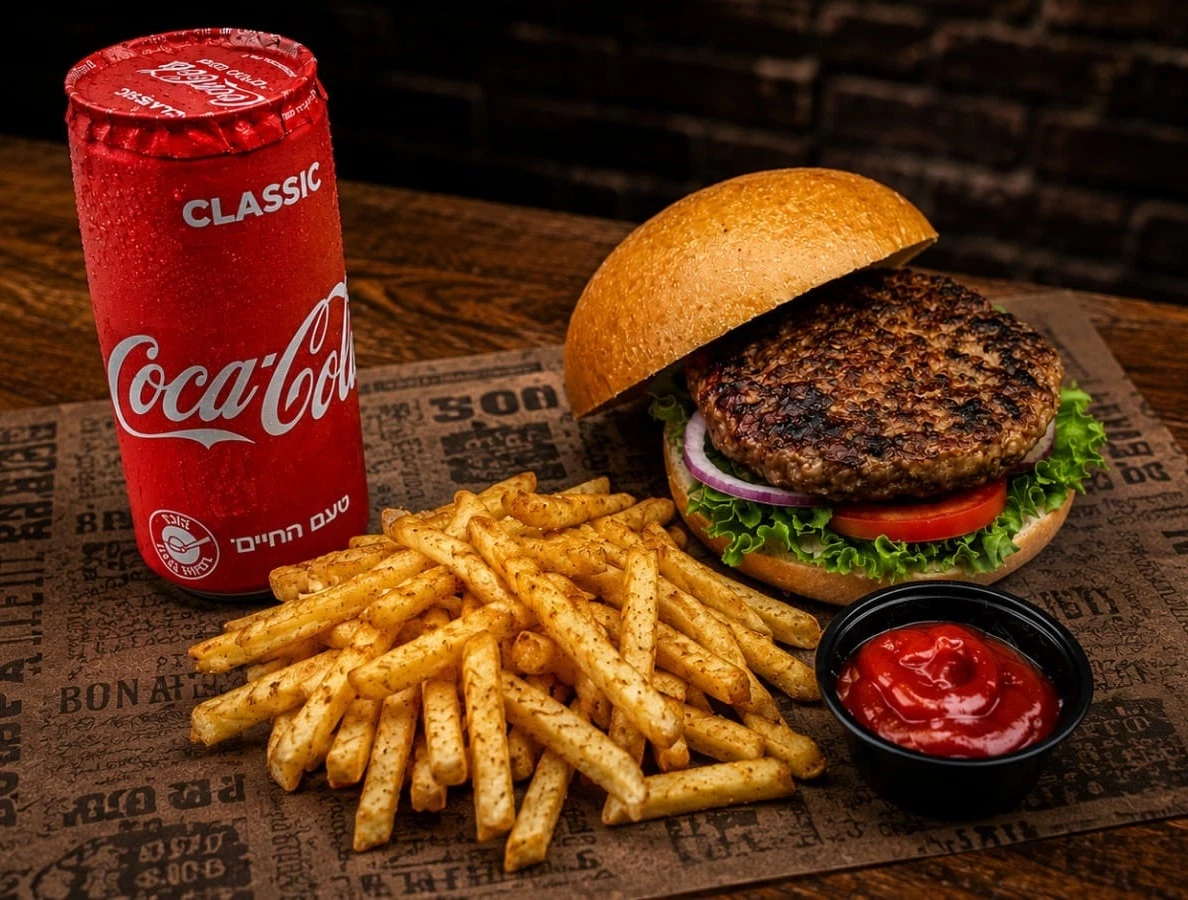 המבורגר טלה 200 גרם+ צ'יפס + שתייה לבחירה TSB BURGER בורגר חדרה