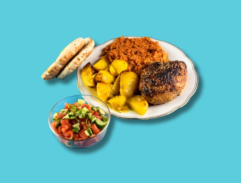 סטייק פרגיות + 2 תוספות יומה אוכל ביתי באר יעקב