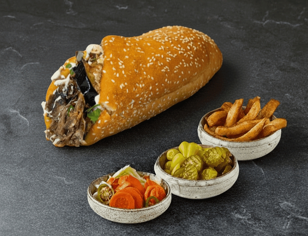 ארוחת לאפה קריספית וצ'יפס  באבא ג'ים מודיעין
