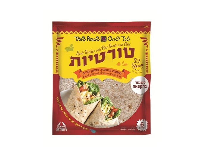 טורטיה 20 ס"מ כוסמין, פשתן וציה 6 יח' צ'ילי חולון