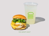 דאבל סנדוויץ' ביצה, ארוגולה וצ'דר, לימונדה שייק שאק נמל תל אביב
