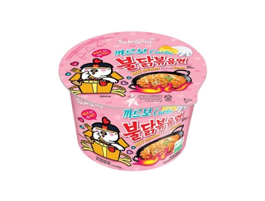 נודלס ראמן בטעם עוף חריף קארבונרה בקערה SAMYANG - ורוד, חריף